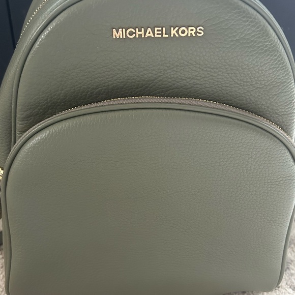 Michael Kors Olive Green Pebbled Leather Mini Backpack Gold Hardware NWOT - Picture 3 of 16